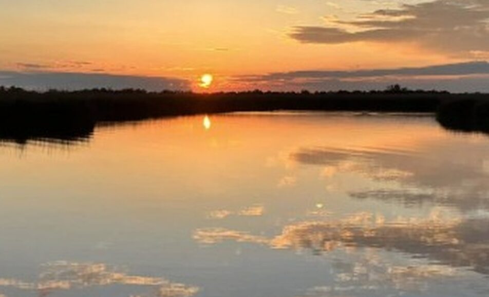 Coucher du soleil dans les marais