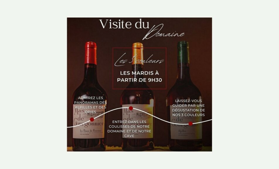 Visite du domaine viticole Mas de Gourgonnier - Les 3 couleurs